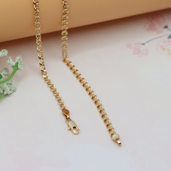 "Shiny Rose Gold Curb Chain Necklace with Sleek Polished Finish , XPNL0175 - Picture 12 of 12